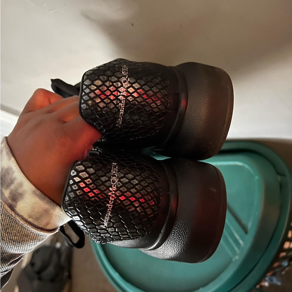Alexander McQueen Black and Red Textured Sneakers